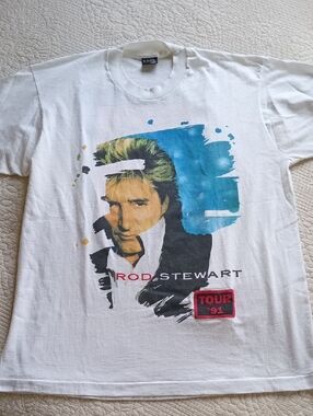 Vintage 90's Rod Stewart Tour '91 Graphic Tee - White